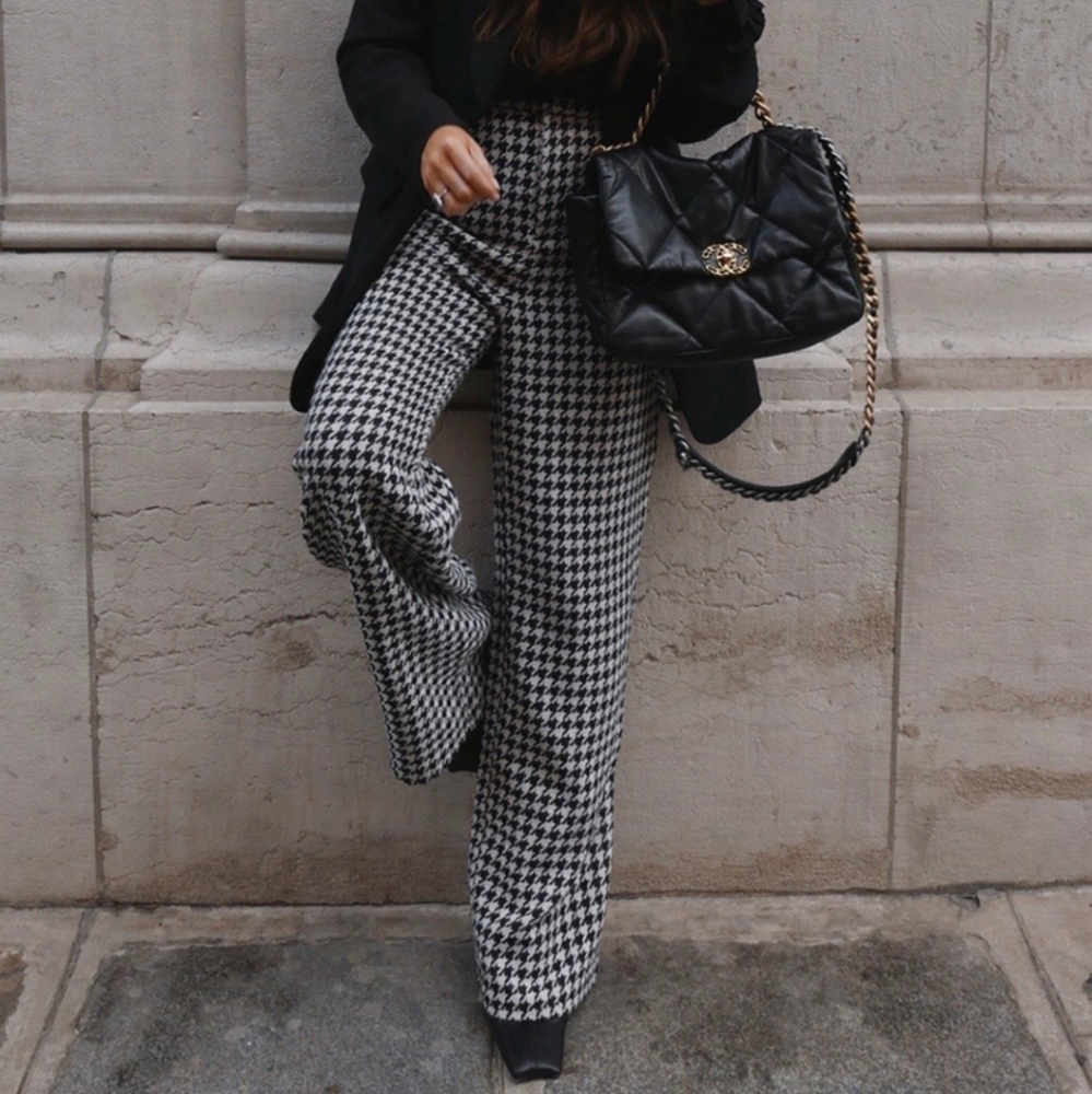 In The Style Houndstooth Tailored Wide Leg Pants